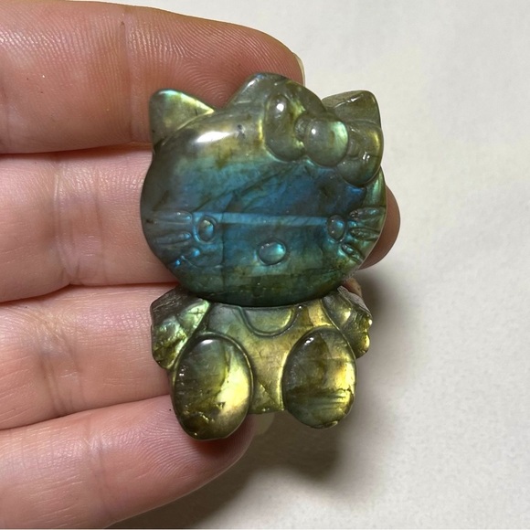 Carved Labradorite Hello Kitty Crystal - Picture 4 of 8